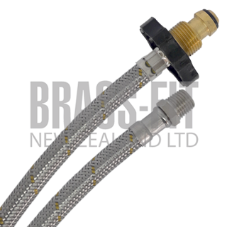 Picture of GAS HOSE BRAIDED 900MM POL PIG TAIL - 1/4 BSPT (FIT ADAPTOR)